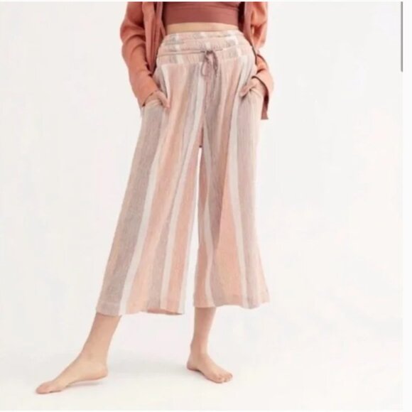 FREE PEOPLE Hamilton Cropped Wide-leg Pants SMALL - Picture 1 of 10